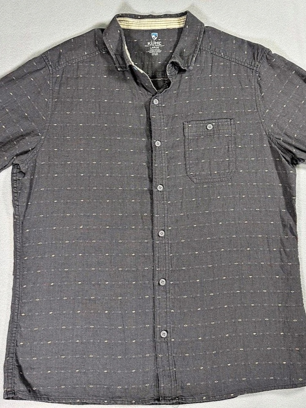 KÜHL Renegade Short Sleeve Shirt Geometric Gray Shirt Size Large